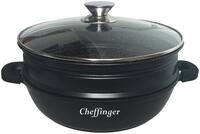 Cheffinger Kochtopf 4in1 Tajine Silikongriffe &oslash;28 cm Garer Dampfgarer Schwarz