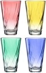 LEONARDO Gl&auml;ser-Set Trinkglas, TWIST, 300 ml, farbig sortiert, 4er-Set, 4-tlg.,