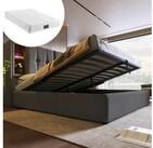OKWISH Polsterbett Doppelbett kabelloses Laden USB-C Holzrahmen Leinen 140x200...