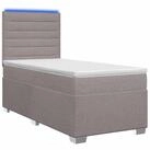 vidaXL Bett Boxspringbett mit Matratze mit Kopfteil Taupe 90 x 190 cm Stoff...