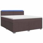 vidaXL Bett Boxspringbett mit Matratze Dunkelbraun 180 x 200 cm Stoff (1-tlg)