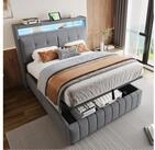 STILVORA Polsterbett bett 140&times;200 Jugendbett mit Stauraum Doppelbett mit LED...