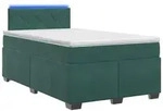 vidaXL Bett Boxspringbett mit Matratze und LED Dunkelgr&uuml;n 120 x 190 cm Samt...