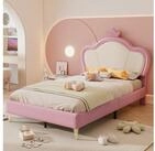 OKWISH Prinzessinbett Kinderbett Jugendbett (mit Krone-Kopfteil, weichen