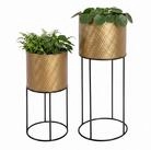 relaxdays Blumenst&auml;nder Metall Blumenst&auml;nder 2er Set (2 St), Gold-Schwarz