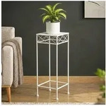 DanDiBo Blumenhocker Wei&szlig; Metall Eckig 70-50 cm Blumenhocker Beistelltisch 70...