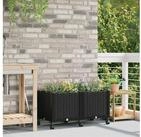 vidaXL Hochbeet vidaXL Gartenpflanzer mit R&auml;dern Schwarz 80 x 40 x 44 cm PP