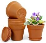 LuxusKollektion Blumentopf Blumentopf 6er Set Plastik Untersetzer Terrakotta 7IN