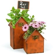Hoberg Blumenkasten Rost-Pflanzt&ouml;pfe 2er-Set 20cm & 28cm, Deko Garten Balkon