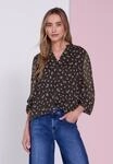 Langarmbluse STREET ONE, Damen, Gr. 34, schwarz (schwarz coffee), Web, Obermaterial: