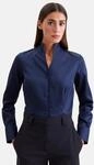 seidensticker Klassische Bluse 1/1 Stehkragen Uni blau XS (34)