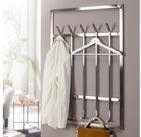 FINEBUY Wandgarderobe FB73626 Garderobe Metall 100 cm Silber Flur Hakenleiste...