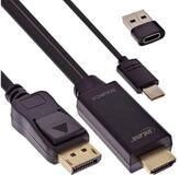 Inline HDMI zu DisplayPort Konverter Kabel, 4K60Hz, schwarz/gold, 1m...