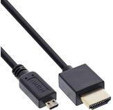 Inline HDMI Superslim Kabel A an D, HS mit Eth., Premium, schwarz / gold...