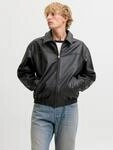 Lederimitatjacke JACK & JONES "JJMARLON PU JACKET", Herren, Gr. L, schwarz, Web,