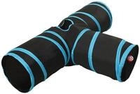 vidaXL Spielzelt NA Katzentunnel 3-Wege Schwarz und Blau 90 cm Polyester