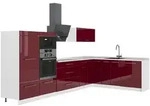 Vicco Winkelk&uuml;che Fame-Line, Bordeaux Hochglanz/Wei&szlig;, 347 x 207 cm, AP Marmor...