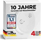 dedura Rauchmelder (10 Jahre Garantie BSI Zertifiziert nach DIN EN14604 inkl. 9V