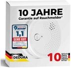 dedura Rauchmelder (10 Jahre Garantie BSI Zertifiziert nach DIN EN14604 inkl. 9V