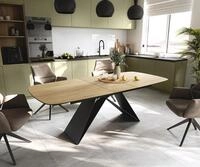 DELIFE Esstisch Edge, Boot 180-220x100 cm Keramik Laminam&reg; Sabbia Eichefarbig