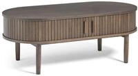 Selsey Couchtisch META, Ovaler Couchtisch mit Lamellenfront, dunkle Eiche