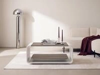 WFL GROUP Couchtisch mit schwebender Ablage und abgerundetem Metallgestell in...