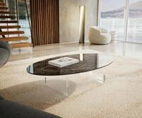 DELIFE Couchtisch Edge, Oval 140x80 cm Keramik Emperador Extra Lucidato...