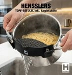 HENSSLERS Kochtopf HENSSLERS Topf-Set - inkl. HENSSLERS Abgie&szlig;hilfe, Edelstahl...