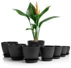 BigDean Blumentopf 8er Set Blument&ouml;pfe Anthrazit &ndash; Rundt&ouml;pfe mit...