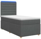 vidaXL Bett Boxspringbett mit Matratze Dunkelgrau 90 x 200 cm Stoff (1-tlg)