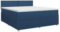 vidaXL Bett Boxspringbett mit Matratze mit Kopfteil Blau 140 x 190 cm Stoff...