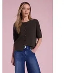 STREET ONE Cardigan Kurzarm Cardigan mit Rundhals und Kn&ouml;pfen braun 34 EU