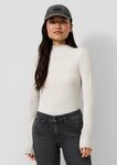 QS Langarmshirt T-Shirt Geripptes Langarmshirt in Melange-Optik