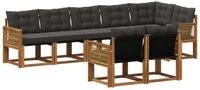 vidaXL Gartenlounge-Set Outdoor-Sofagarnitur 8 stk. Nat&uuml;rlich und Schwarz,...