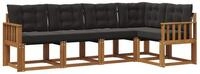 vidaXL Gartenlounge-Set Outdoor-Sofagarnitur 5 stk. Nat&uuml;rlich und Schwarz,...