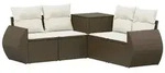 vidaXL Gartensofa Sofa Set 5 stk. Braun und Creme Wei&szlig; Polyrattan und Stahl, 5...