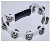 FAME Tambourine,Hand Tambourine Wei&szlig; Doppelreihige Stahl-Schellen Halbmond-Form