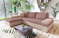 MIRJAN24 Ecksofa Bangkok Mini, Verchromte F&uuml;&szlig;e, Kissen-Set mit Reisverschluss