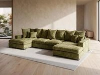 WFL GROUP Ecksofa Dahlia Chenille 4-Sitzer in U-Form mit Schlaffunktion und