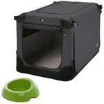 MAELSON Tiertransportbox Soft Kennel anthrazit + Biod Bowl, Transportbox und