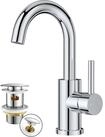 LuxusKollektion Waschtischarmatur HOCH Wasserhahn Bad Edelstahl 175mm Chrom