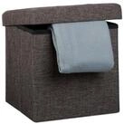 relaxdays Stauraumhocker Faltbarer Sitzhocker mit Stauraum Leinen (3 St), braun