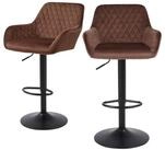 LuxusKollektion Barhocker Barhocker 2er Set H&ouml;henverstellbar Drehbar Samtstoff...