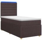 vidaXL Bett LED Boxspringbett mit Matratze Dunkelbraun 100 x 200 cm Stoff...
