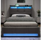 OKWISH Polsterbett Einzelbett mit Hydraulik-Stauraum & USB-Ladefunktion...