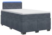 vidaXL Bett Boxspringbett mit Matratze und LED Dunkelgrau 120 x 190 cm Samt...
