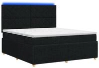 vidaXL Bett LED Boxspringbett mit Matratze Schwarz 180 x 200 cm Stoff (1-tlg)