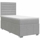 vidaXL Bett Boxspringbett mit Matratze Hellgrau 90 x 200 cm Stoff (1-tlg)