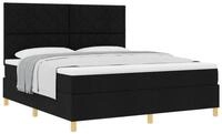 vidaXL Bett Boxspringbett mit Kopfteil Schwarz 180 x 200 cm Stoff (1-tlg)
