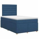 vidaXL Bett Boxspringbett mit Matratze mit Kopfteil Blau 120 x 200 cm Stoff...